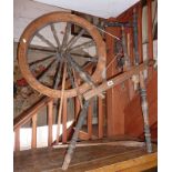 Victorian turned wood spinning wheel