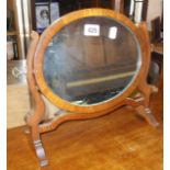 Edwardian oval mahogany small toilet or vanity mirror