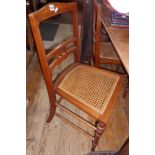 Pair Edwardian mahogany bedroom chairs with cane seats