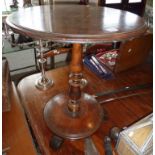 19th c. circular mahogany wine table on turned central column