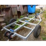 Large aluminium boat trailer with accessories inc. spare wheels, lock, outboard motor stand/trolley