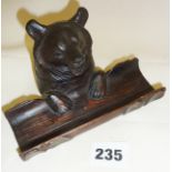 Late 19th c. finely carved Black Forest bear inkwell with pen tray