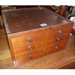 19th c. mahogany double sided collectors table chest of 10 drawers with turned handle and