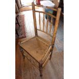 Set of 4 early 19th c. ash and elm spindle-back country kitchen chairs with solid seats