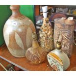 1970s studio pottery lamp bases, a large Rye Pottery, a Bernard Rooke, Louis Hudson, Tremaen (A/