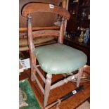Victorian pine child's chair with upholstered seat
