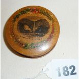 Victorian Mauchline Ware snuff or stamp box decorated with Blackgang Chine on the Isle of Wight on