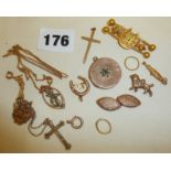 Assorted gold jewellery, pendants, cufflinks etc., mainly 9ct gold