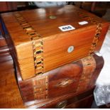 Two Victorian jewellery boxes with Tunbridge ware inlay