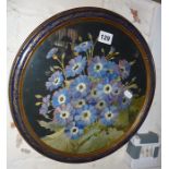 1930's watercolour study of anemones in circular painted and gilded frame