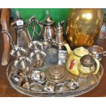 Silver plated tea set, tray etc.