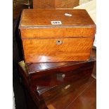 Victorian rosewood jewellery box, another similar and a walnut tea caddy box