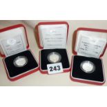 Royal Mint: Three cased Silver Proof Piedfort £1 coins, 1998, 2003 and 2006, all with COA's