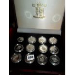 Royal Mint: Queen Elizabeth the Queen Mother Silver Proof set of 24 coins in wooden case