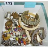 Quantity of costume and older jewellery bracelets etc., some continental silver