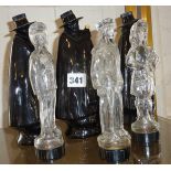 Wade Sandemans port decanters (3) and three glass soldier decanters