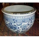 19th c. Chinese blue and white jardiniere (cracked)