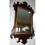 19th c. small mahogany Chippendale style wall mirror