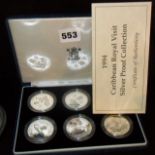 Royal Mint: Caribbean Royal Visit 1994 silver proof collection of six coins with certificate and