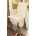 Set of 8 contemporary cream vinyl covered dining chairs on chrome legs