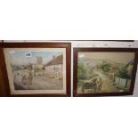 Two watercolours of Old Chideock by W.J. PHILLIPS, A.R.C.A., inc. one of Chideock Castle Inn and