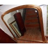 Large Victorian style gilt framed arch topped overmantle mirror