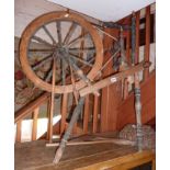 Victorian turned wood spinning wheel
