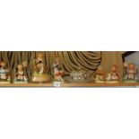 Group of Hummel type figures (7), and a Victorian butter dish