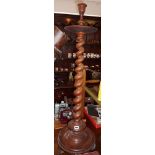 19th c. mahogany torchere on barley twist support