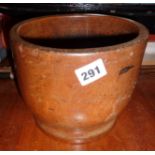 Early 19th c. treen turned sycamore Wassailing bowl, 8" diameter x 7" tall