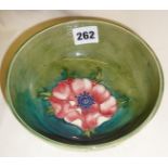 Moorcroft Pottery tube lined anemone pattern bowl with William Moorcroft painted initials under,