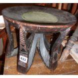 Tribal Art: Cameroon carved Spider Stool with six legs