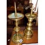 Two 19th c. brass pricket candlesticks