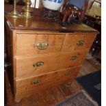 Victorian pine chest of drawers on bun feet