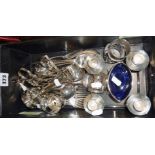 Quantity of assorted silver plate, inc. toast rack, salt, serviette rings, Danish candle holder,