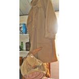 Vintage clothing: Camel coloured wool duffel coat, c. WW2 (possibly military, label illegible).
