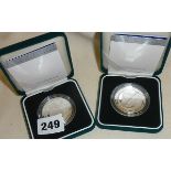 Royal Mint: Two 2003 Alderney Silver Proof crowns depicting Concorde, cased with COA's