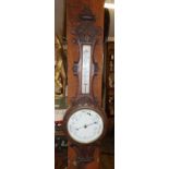 Early 20th c. carved oak banjo barometer