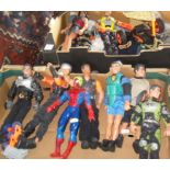 Collection of "Action Man" figures (9) and costumes and accessories, inc. racing land yacht