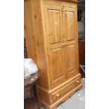 Pine two-door wardrobe