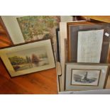 Assorted framed watercolours and prints