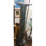 Large Victorian serpentine granite torchere plinth with revolving top (A/F)