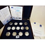 Royal Mint: 2003 Silver Proof History of Powered Flight cased collection of 13 coins with COA's