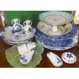 Assorted blue and white pottery plates, modern Delftware, etc.