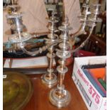 Good pair of 19th c. Sheffield plate three branch candelabra, 48cm tall