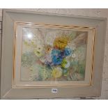 Lorna BINNS watercolour of flowers, signed