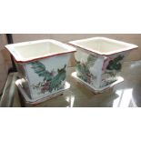 Pair of Chinese porcelain Republic jardinieres on stands