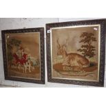 Pair of Victorian tapestry pictures in carved pine frames