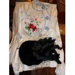 Vintage Clothing:- Christian Dior black velvet Edwardian style ladies' hat, and a pair of Chinese