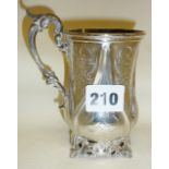 Hallmarked ornately engraved silver tankard, London 1854 by Daniel & Charles Houle, approx 6 troy